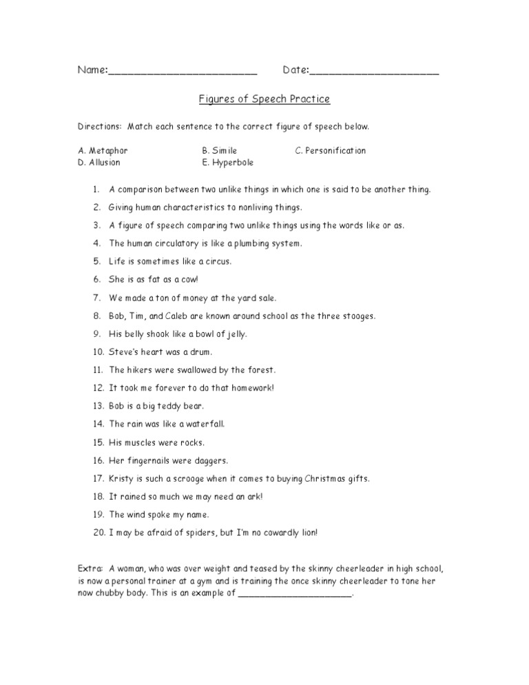 Figures of Speech Exercises