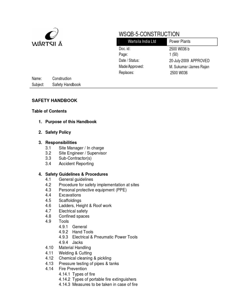 Annexure 11 - Safety Handbook | PDF | Scaffolding | Electrician