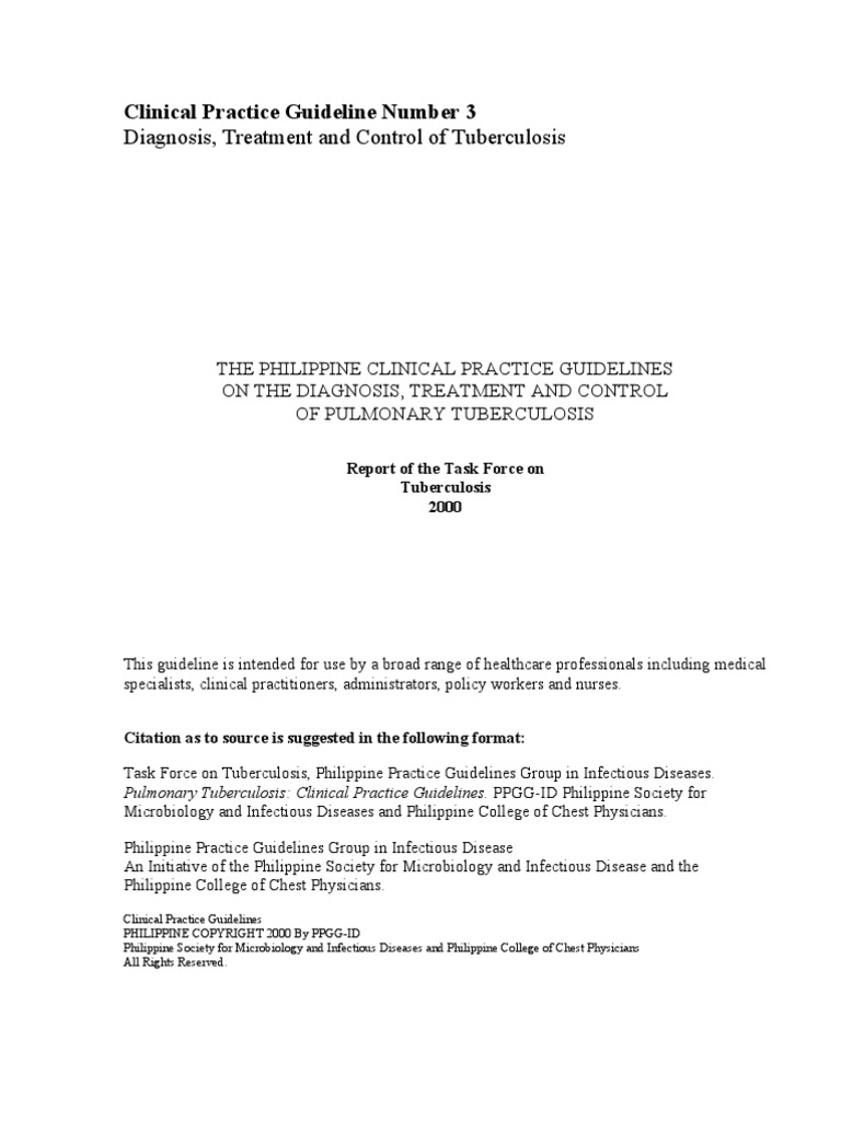 Clinical Practice Guidelines For The Diagnosis, Treatment, Prevention ...