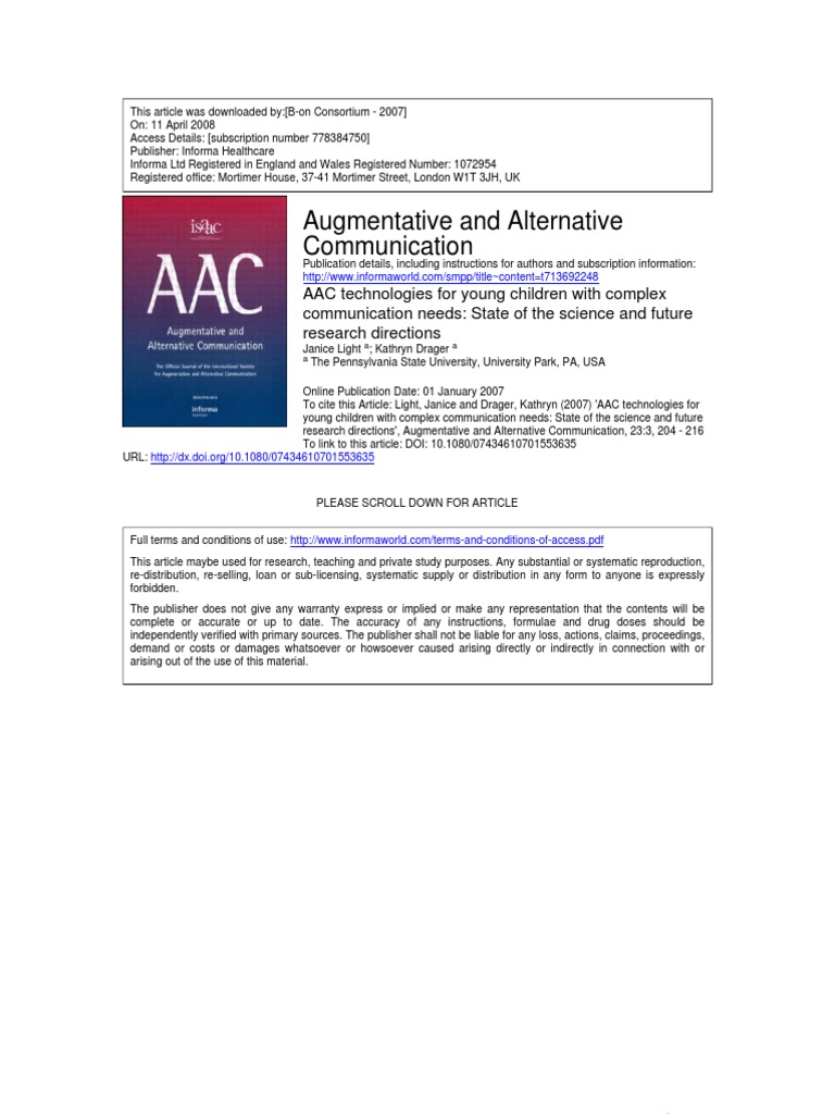 AAC Technologies for Young Children | PDF | Cognitive Science | Cognition