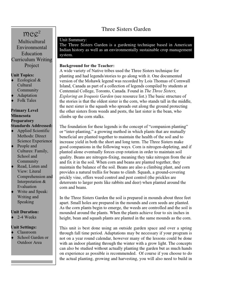 Three Sisters Garden Unit Guide | PDF | Seed | Germination