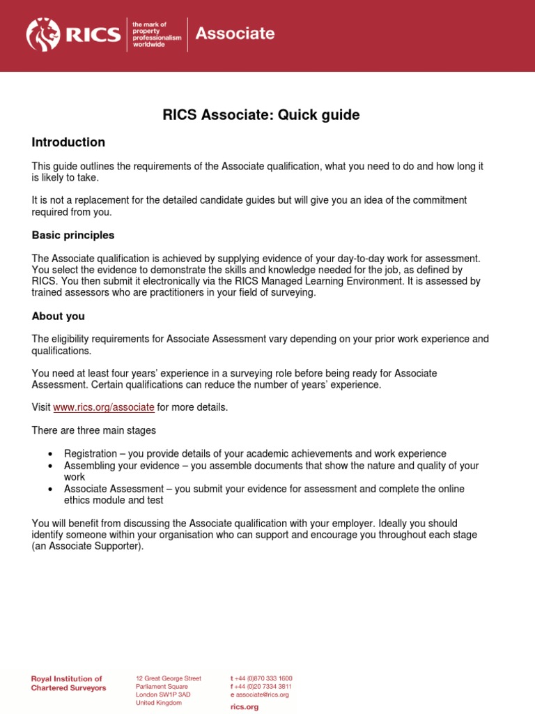 RICS Associate Qualification Guide | PDF | Competence (Human Resources ...
