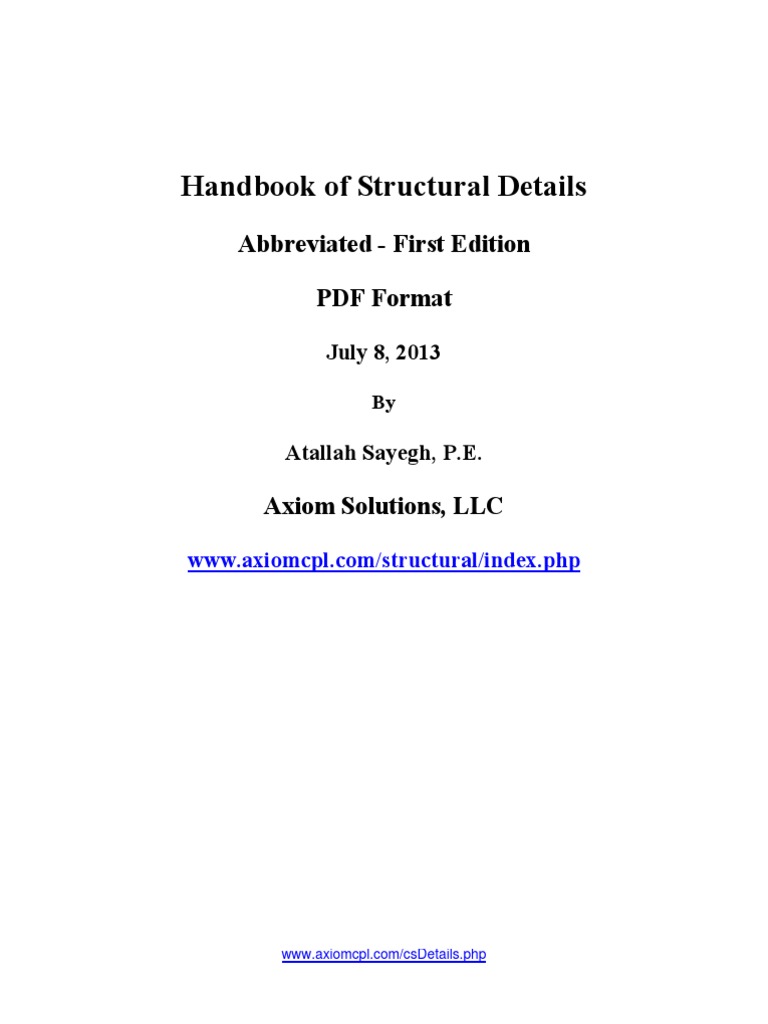 R01 Handbook Structural Details Abbreviated First Edition | PDF ...