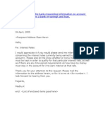 Write A Letter To The Bank Requesting Information On Account Interest Rates From A Bank or Savings and Loan