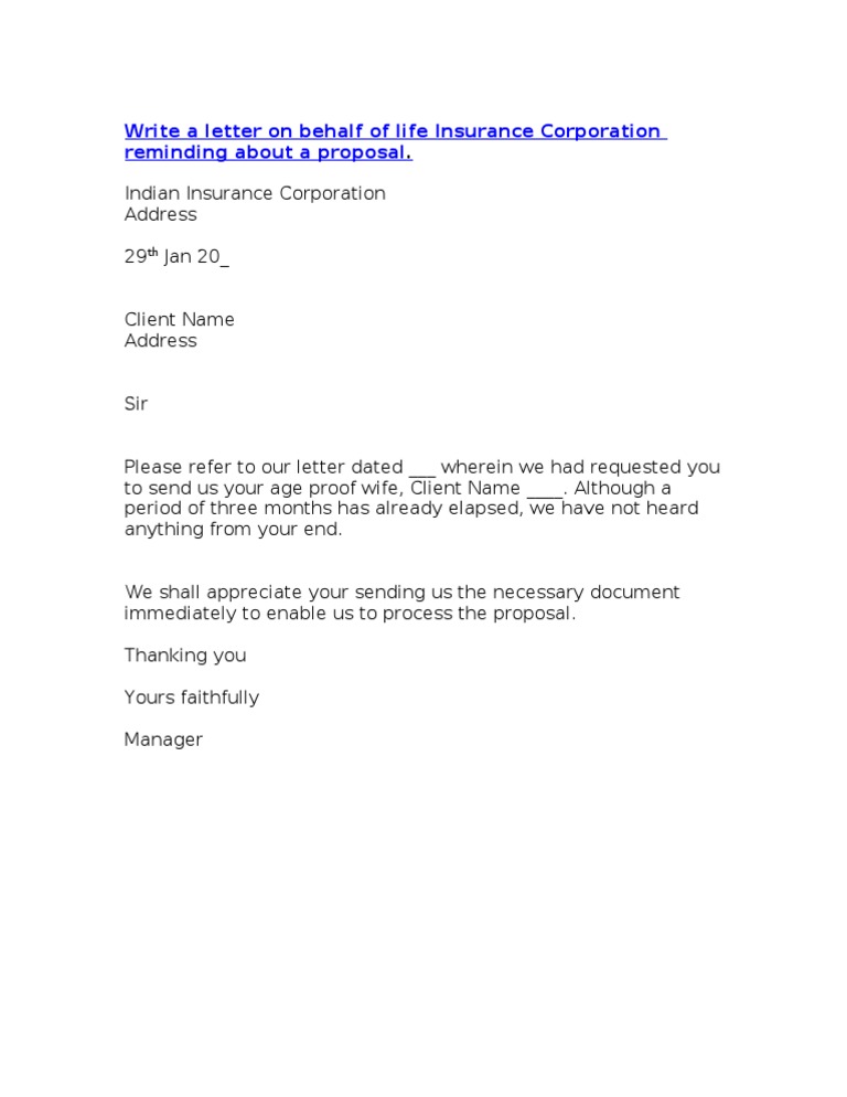 Reminder for Insurance Proposal Documents | PDF | Law