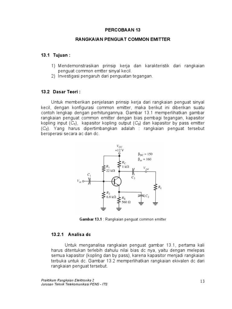 Penguatan Sinyal pada Common Emitter | PDF