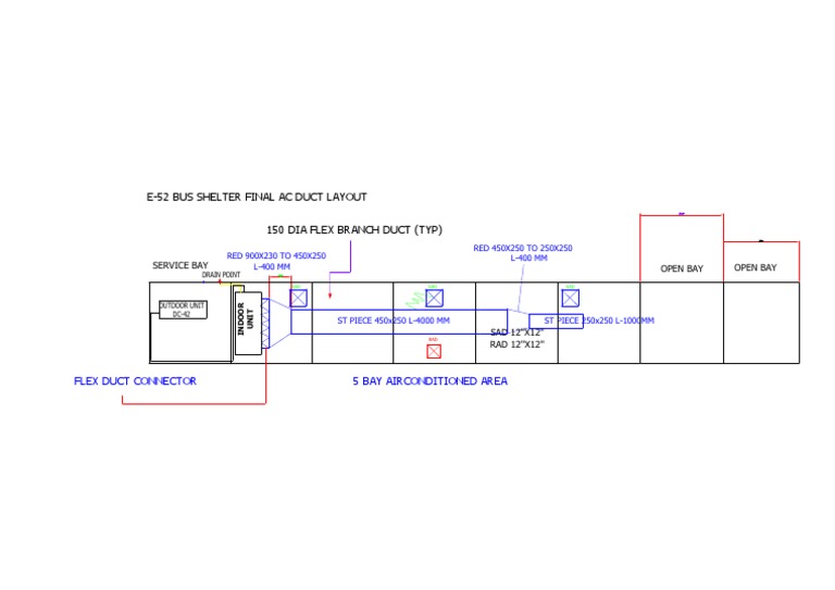 E-52 Bus Shelter Final Ac Duct Layout: 5 Bay Airconditioned Area Flex ...