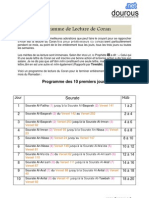 Programme de Lecture de Coran (30jours)