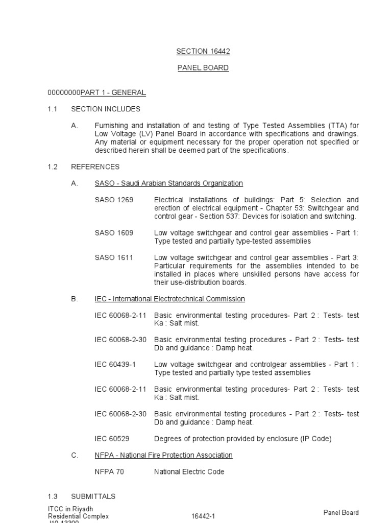 Panel Board | Download Free PDF | Specification (Technical Standard ...