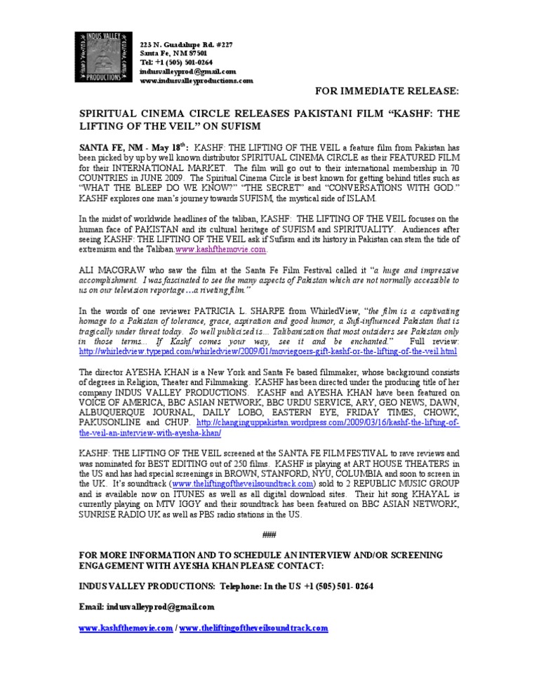 Spiritual Cinema Circle Releases Film On Sufism From Pakistan Pdf