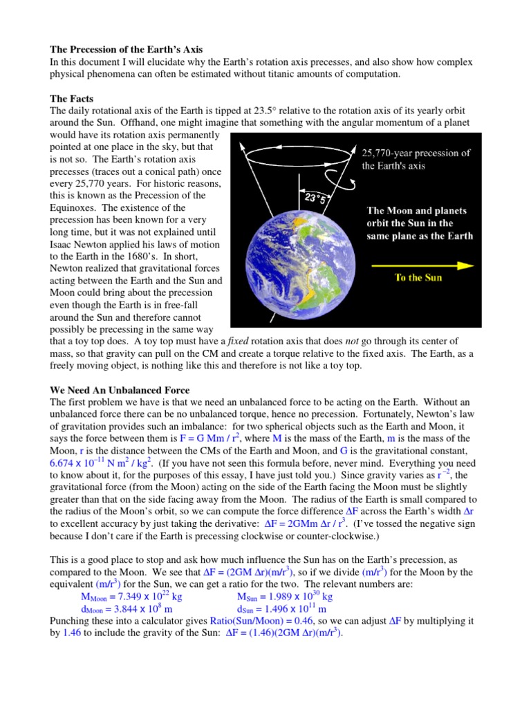 Precession of The Earth | PDF | Rotation Around A Fixed Axis | Rotation
