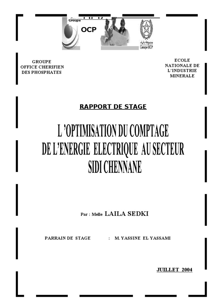 Rapport De Stage Ocp Pdf Électromagnétisme Business