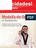 ¡Felicidades Uriel Adriano! Medalla de Oro en Tae Kwon Do