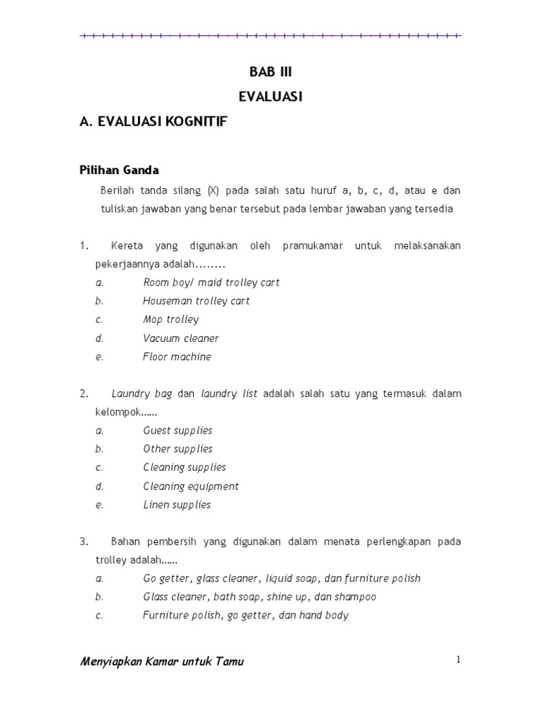 Bab Iii Modul Menyiapkan Kamar Untuk Tamu Doc