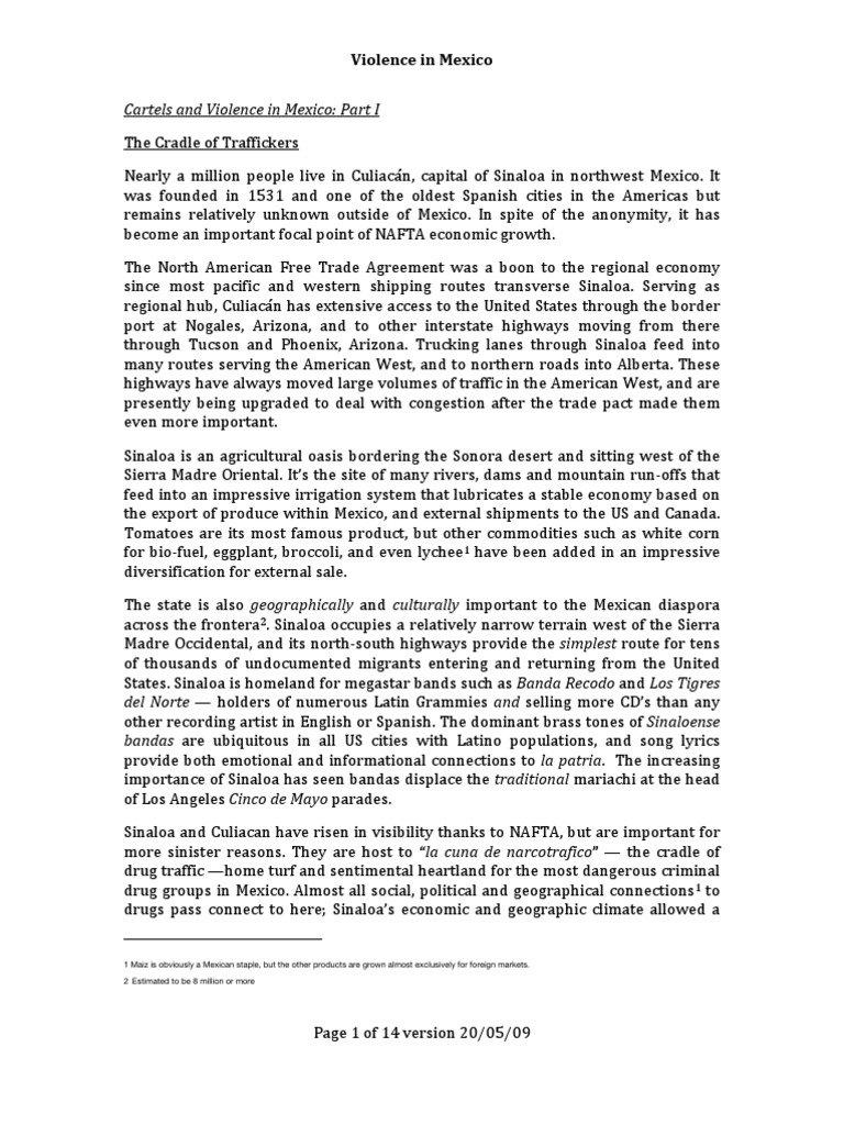 Short History of Mexican Drug Cartels Part A PDF Sinaloa Cartel