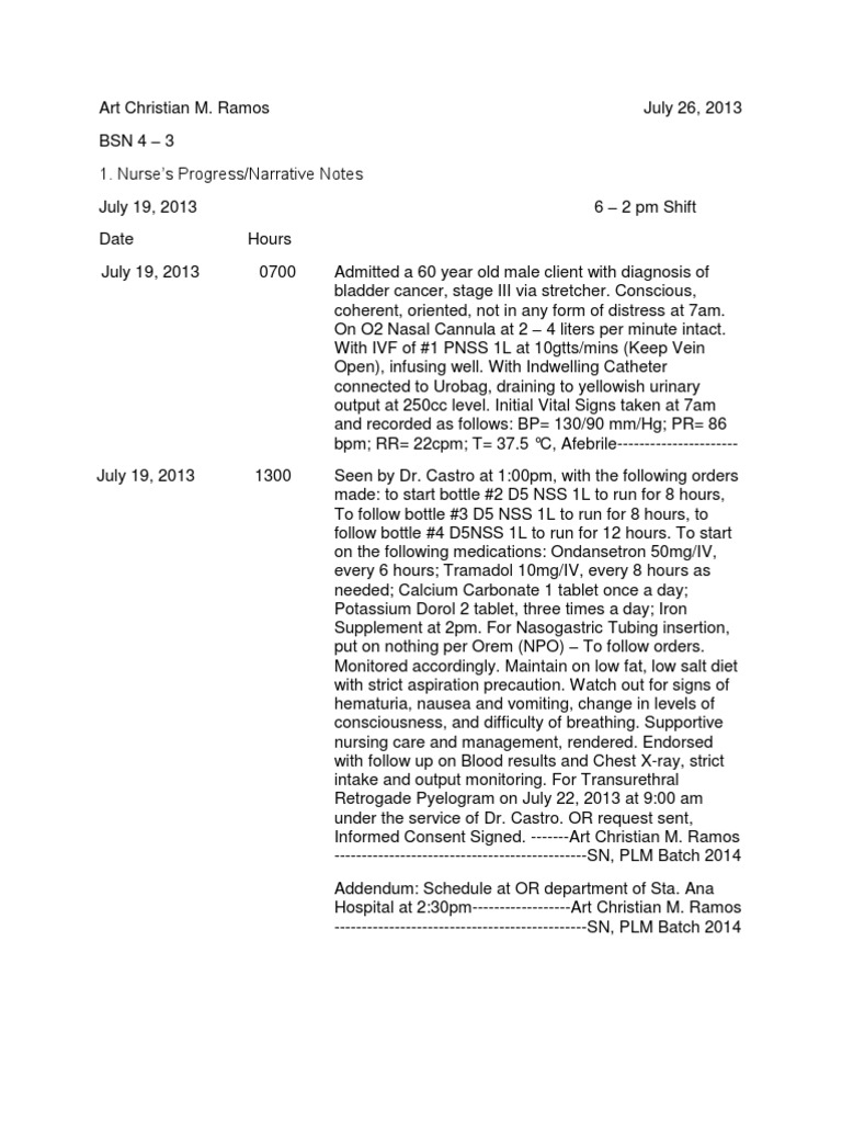 Nursing progress note health sciences medical