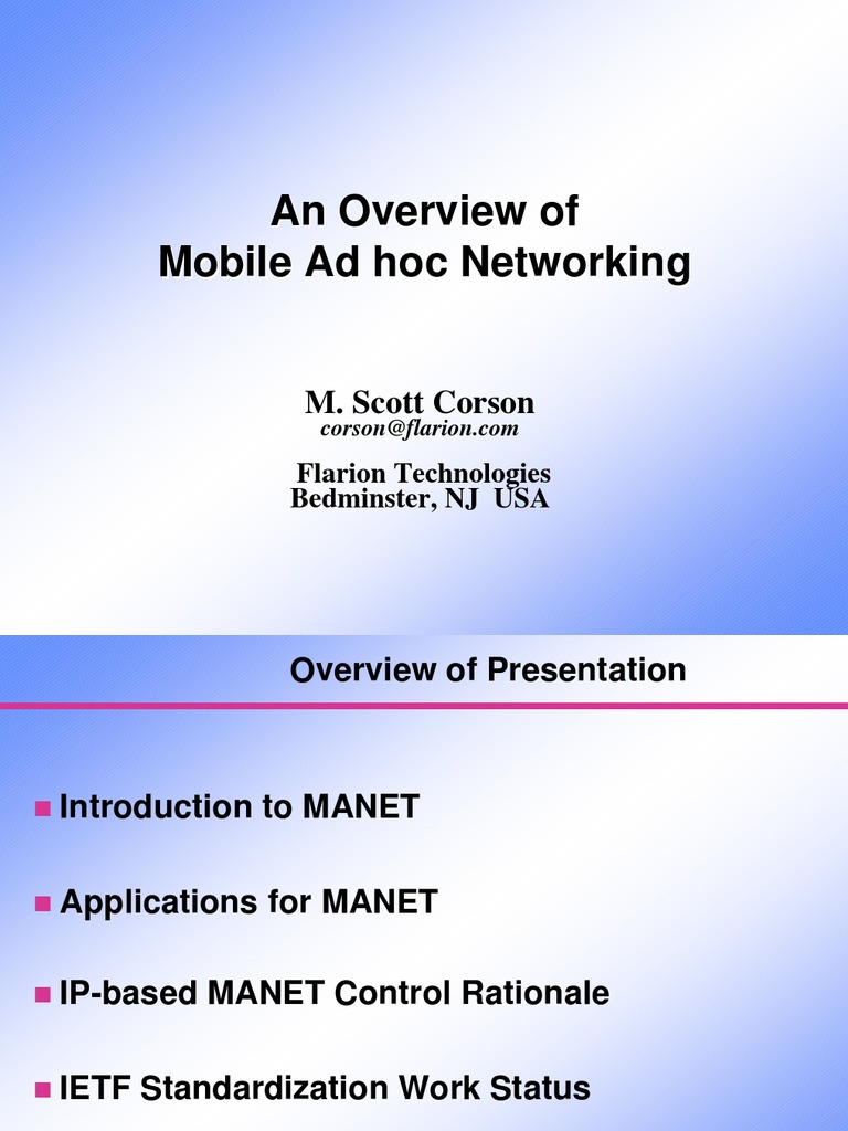 Overview of Mobile Ad Hoc Networking | PDF | Wireless Lan | Wireless Ad ...