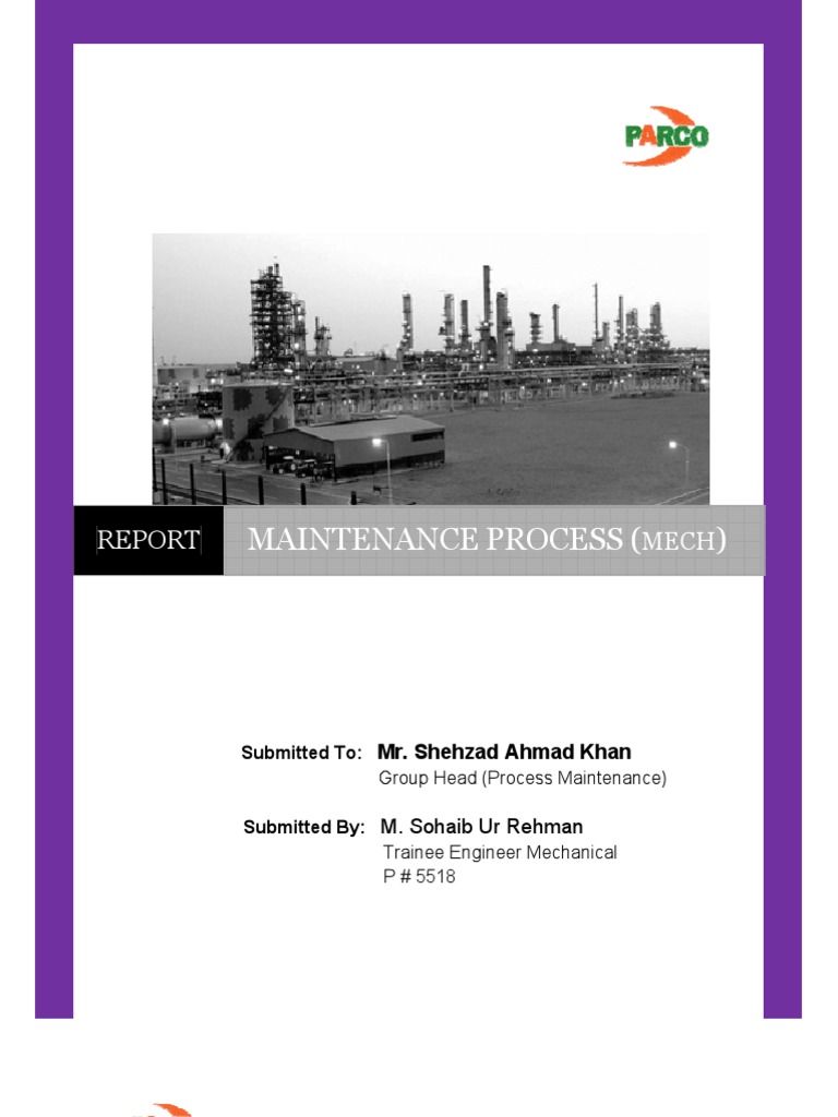 Mechanical Maintenance Process Report | PDF | Bearing (Mechanical) | Pump