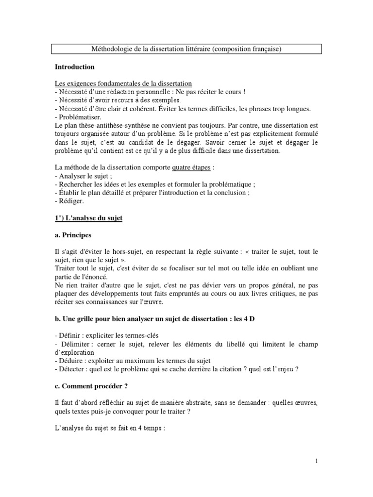 sujet de dissertation 4eme