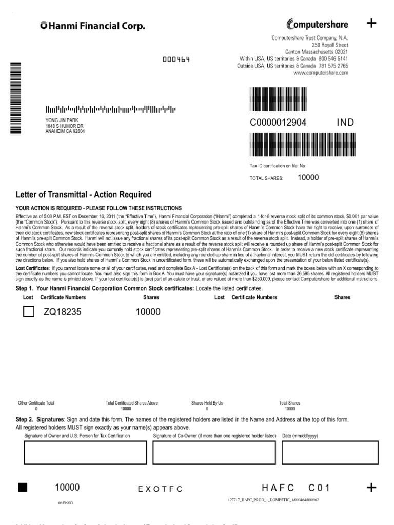 Tax Certification and Shareholder Info | PDF
