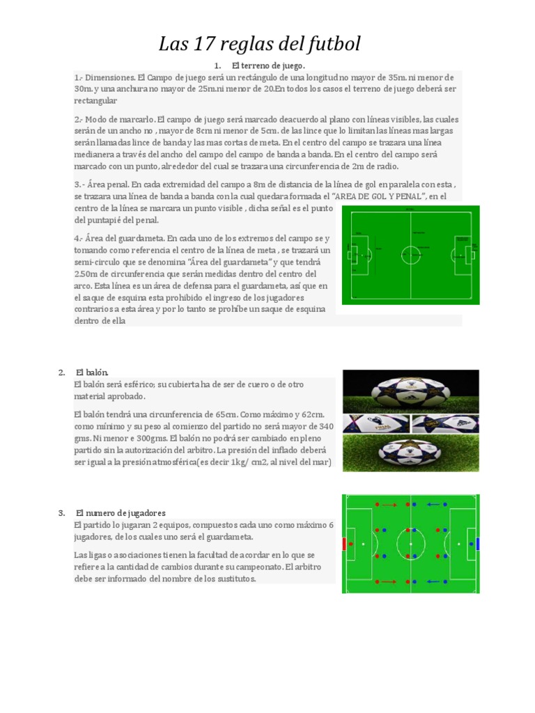 Las 17 Reglas Del Futbol Variantes del deporte Códigos de fútbol