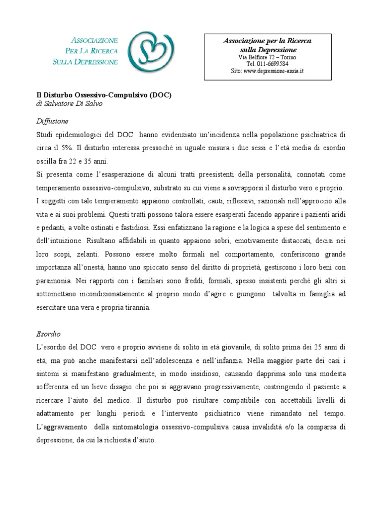 Il disturbo ossessivo compulsivo