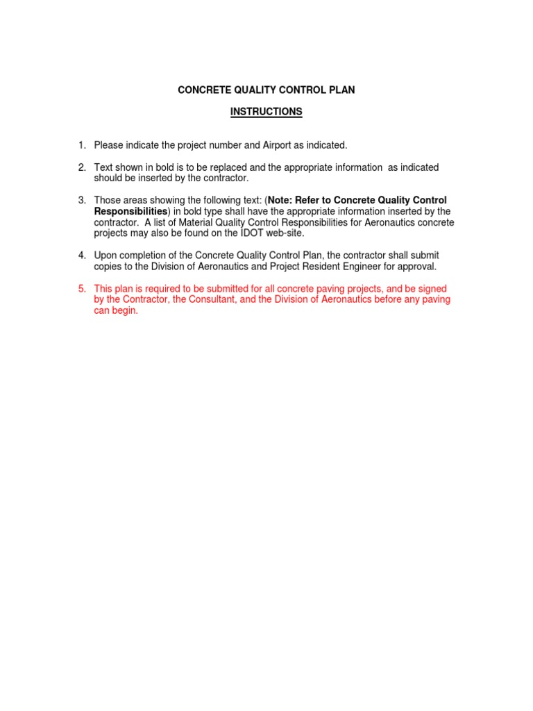 Concrete Quality Control Plan | PDF | Construction Aggregate | Concrete