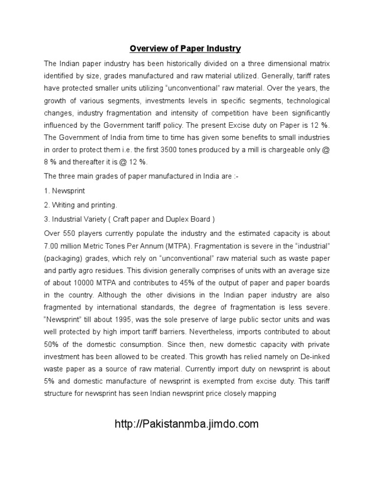 Overview of Indian Paper Industry | PDF | Recycling | Paper