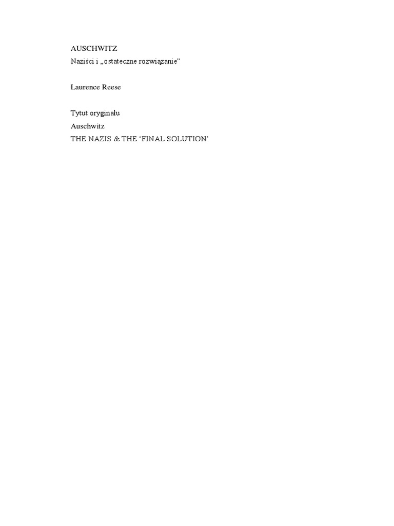 U Nas W Auschwitzu Pdf Wolne Lektury