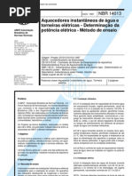 NBR 14013 - Aquecedores Instantâneos de Água e Torneiras Elétricas - Determinacao da Potência Elétrica