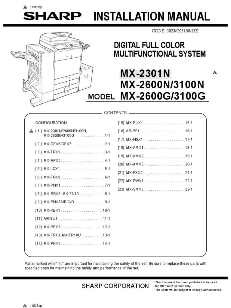 Mx2600 Mx3100 Installation 3e Pdf Color Balance Fax