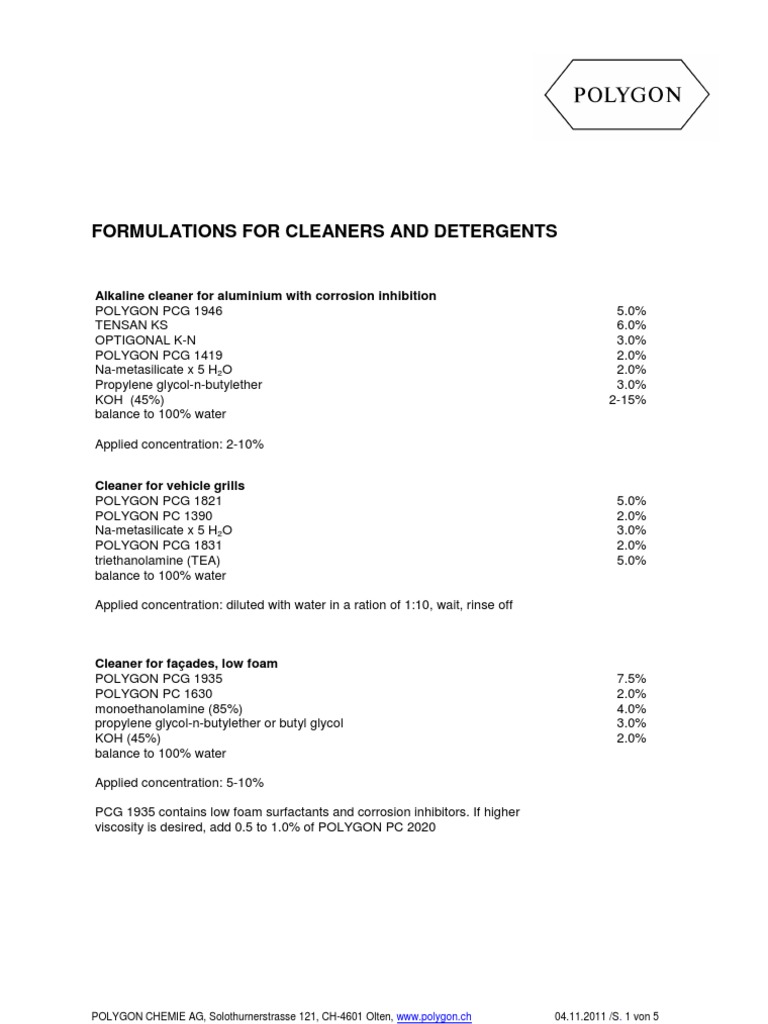 Formulation for Detergents and Cleaners Sodium Hydroxide Detergent