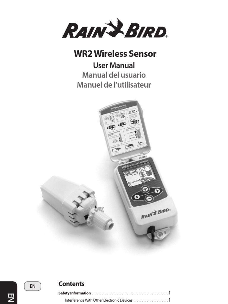 Rain Bird WR2 Wireless Sensor Manual | Electric Current | Computer Keyboard