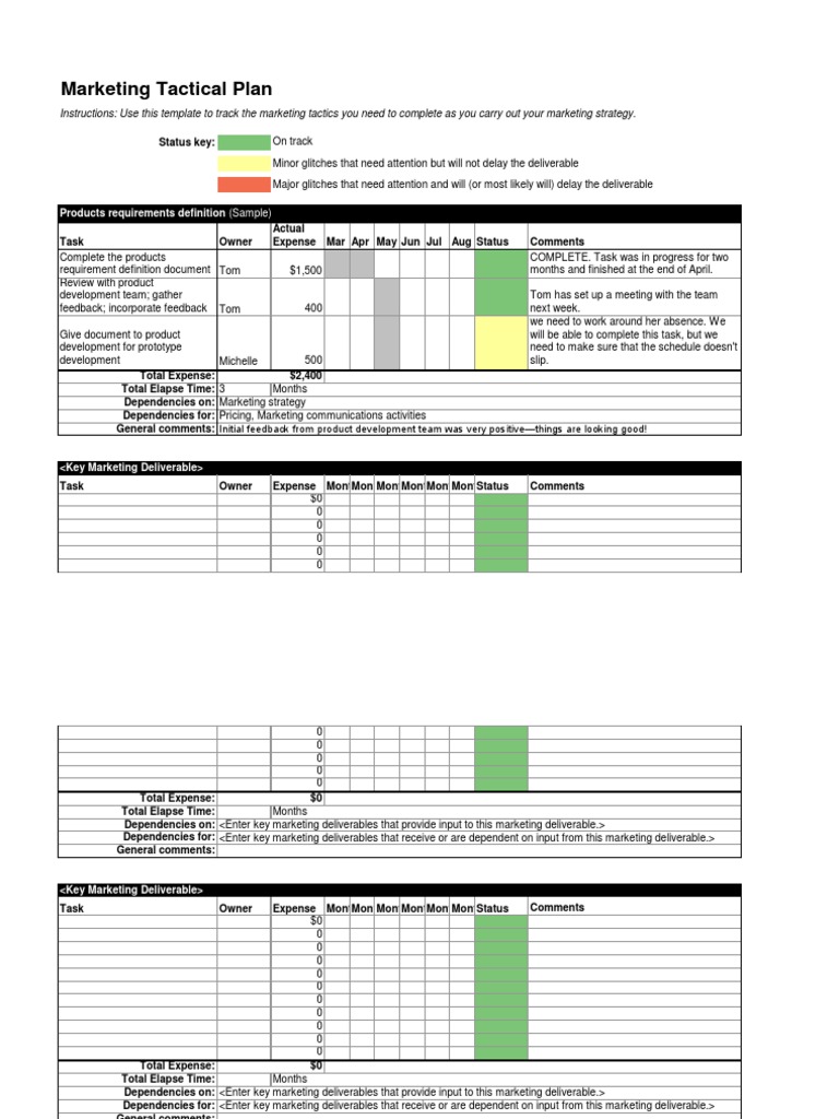 Marketing Tactical Plan Template | PDF | Business | Marketing