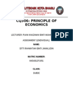 Cq306: Principle of Economics: Lecturer: Puan Khazanah Binti Muhamad Nawi Assignment 2 (Individual)