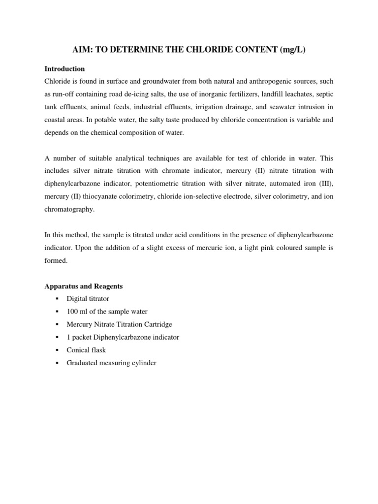 Chloride Content of Water PDF