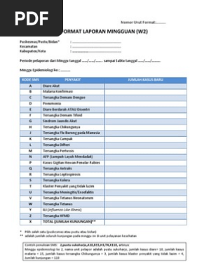 Format Laporan W2 Ewars Puskesmas Do Dan Penyakit