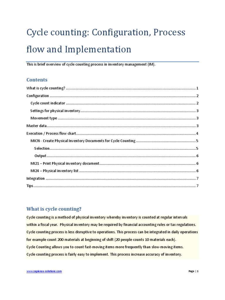 Cycle Counting in SAP Inventory Business Process Prueba gratuita de 30 días Scribd
