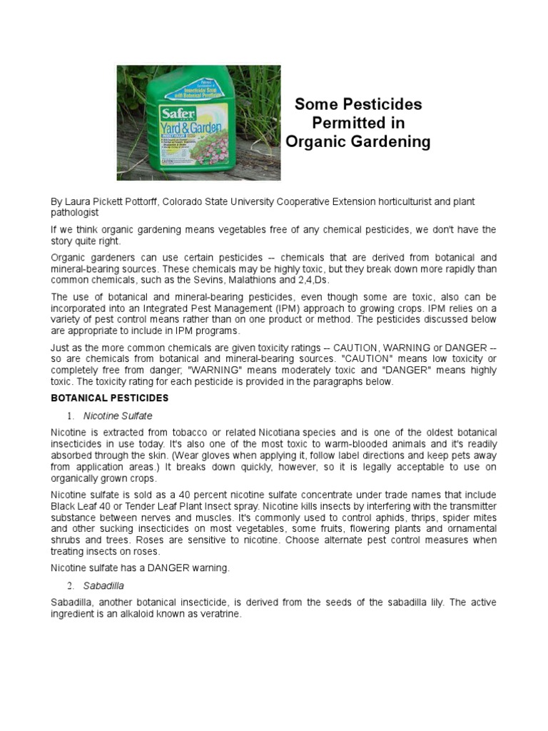 Organic Gardening: Approved Pesticides | PDF | Insecticide | Pesticide