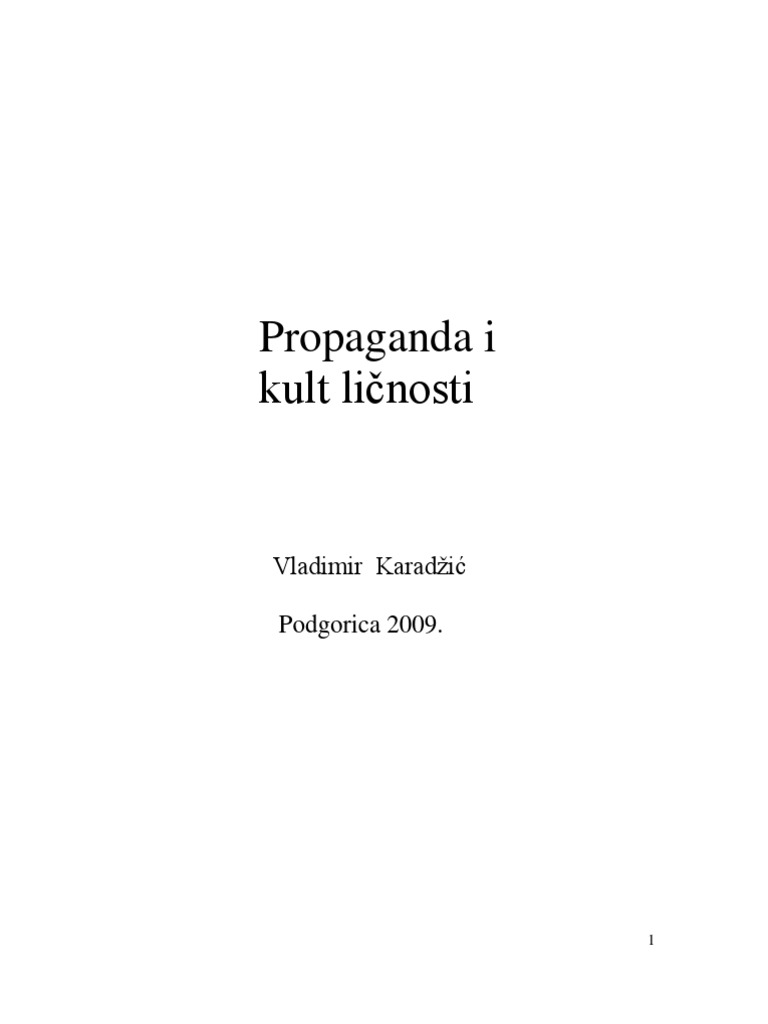 Vladimir Karadžić - Propaganda I Kult Ličnosti | PDF