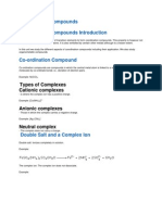 Coordination Compounds Coordination Compounds Introduction: Types of Complexes Cationic Complexes