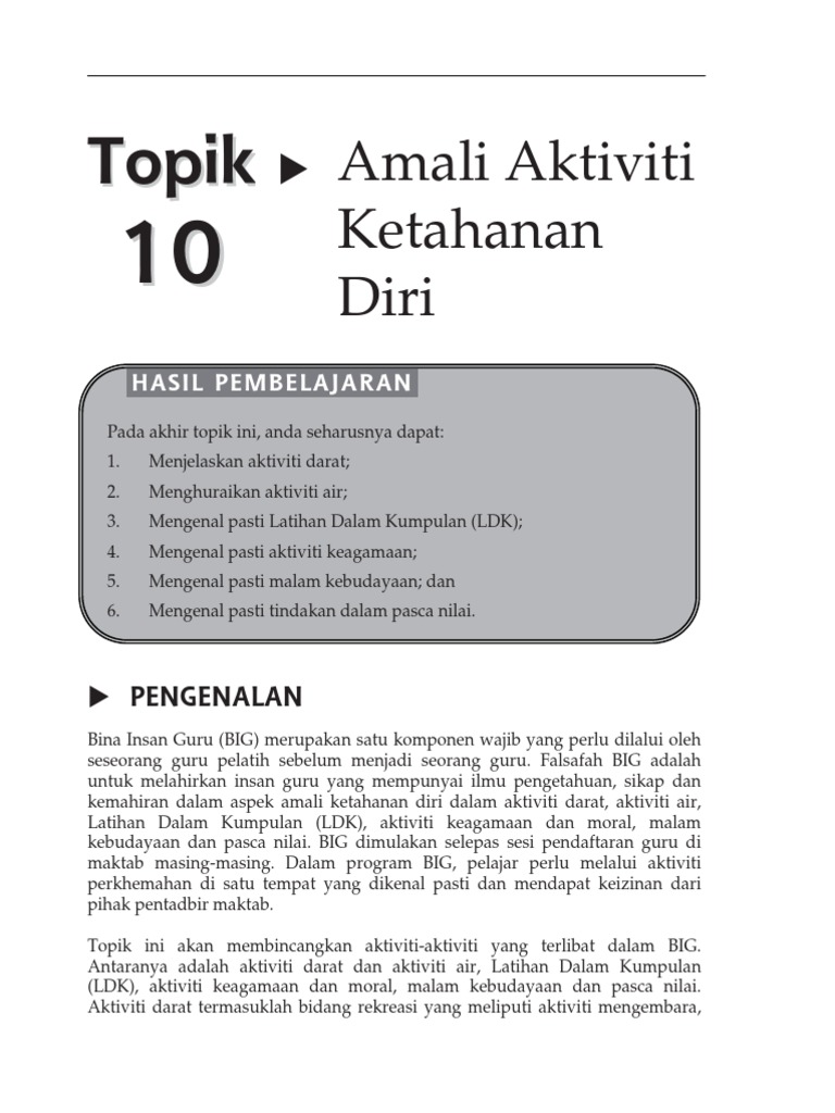 Topik 10 Amali Aktivit Ketahanan Diri Pdf