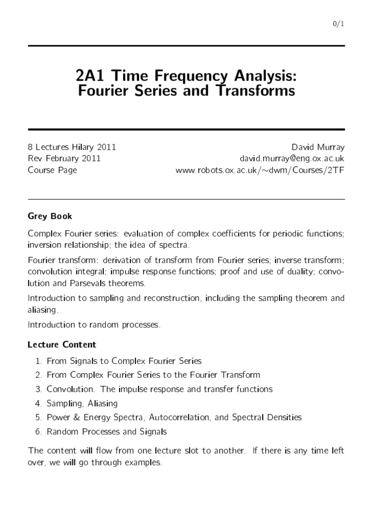 Fourier Analysis: Series & Transforms | PDF | Spectral Density | Sine