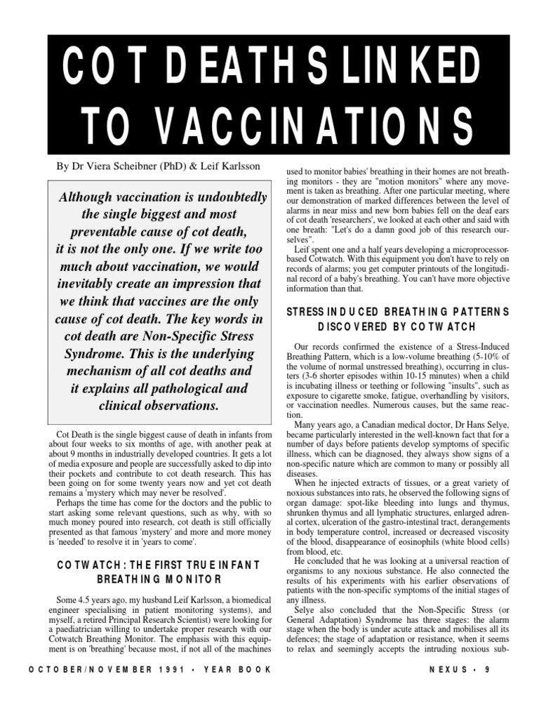 Cot Deaths Linked To Vaccinations by DR Viera Scheibner (PHD) & Leif