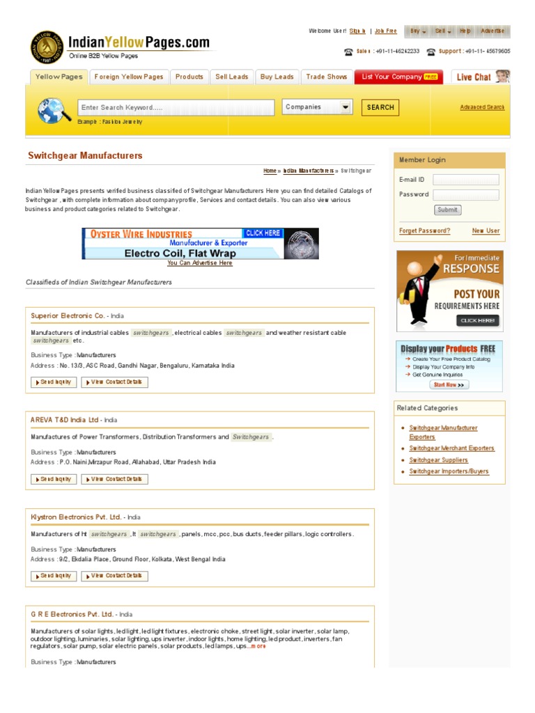 Switchgear Manufacturers, Switchgear Manufacturers Directory, India