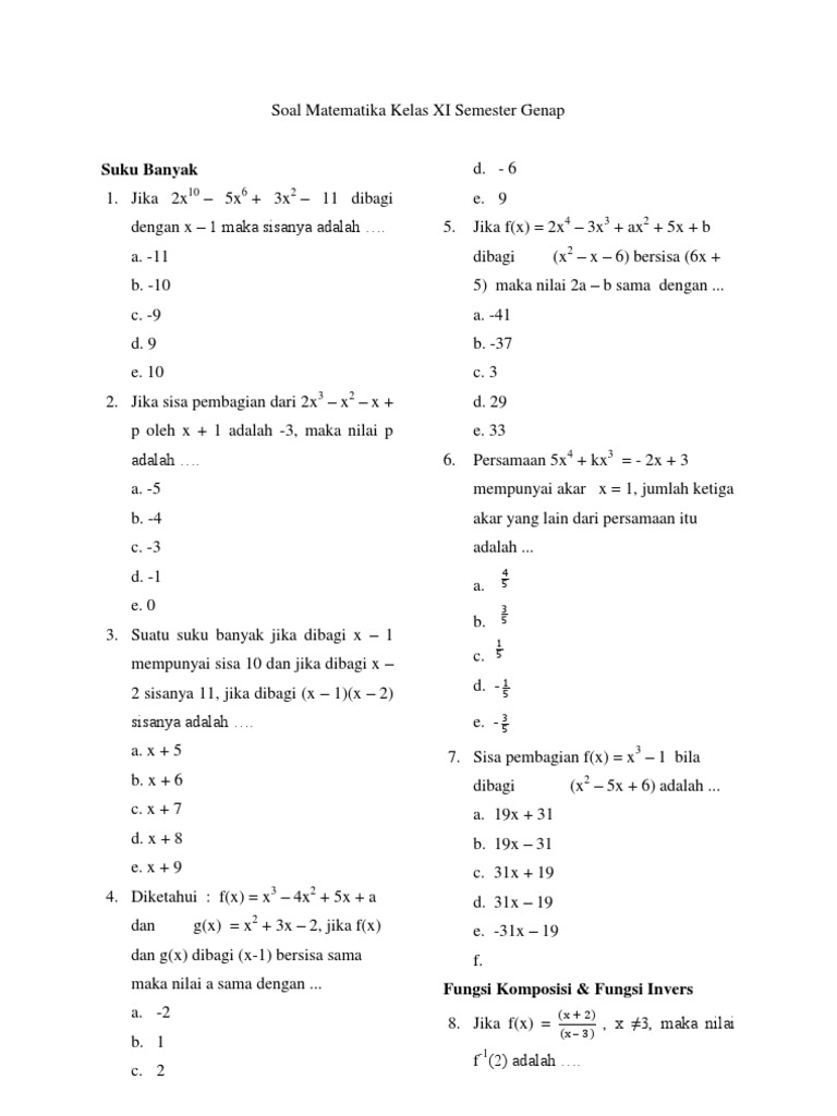 Soal Ujian Matematika Materi Matriks Kelas 11