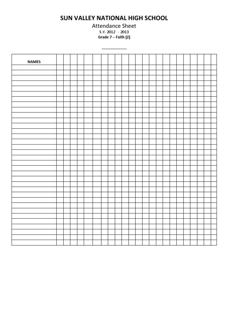 Grade 7 Attendance and Grading Sheets | PDF | Sports & Recreation