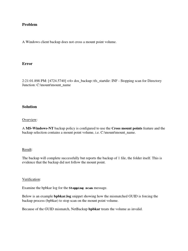 A Windows Client Backup Does Not Cross A Mount Point Volume. PDF