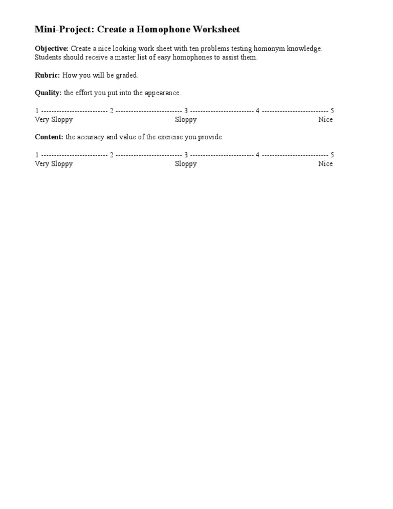 Make A Homophone Worksheet | PDF | Computers
