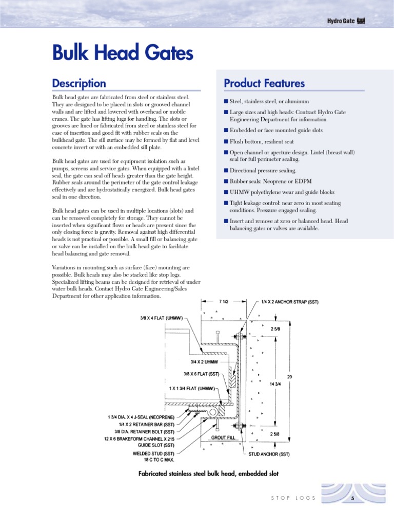 Bulk Head Gates Overview and Features | PDF